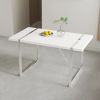 Dining Table.Rustic Industrial Rectangular MDF Wood White Dining Table For 4-6 Person, With 1.6" Thick Engineered Wood Tabletop and plating Metal Legs
