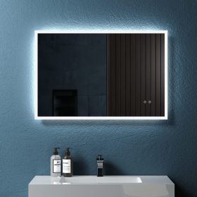 Led Bathroom Mirror with Lights; 36 Inch Anti-Fog Adjustable Front and Backlit Mirror for Bathroom; 3 Colors Dimmable Bathroom Led Mirror; Wall Mount