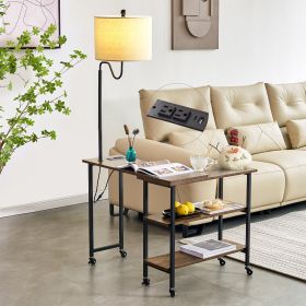 L-shaped Computer Desk with Wheels; Floor Lamp; Shelves