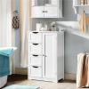 4 Drawers & Cupboard Bathroom Storage Organizer Cabinet White