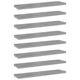Bookshelf Boards 8 pcs Concrete Gray 15.7"x3.9"x0.6" Engineered Wood
