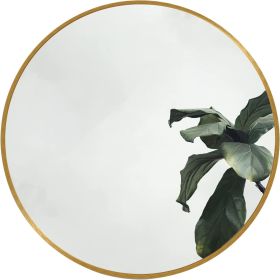 Circle Mirror 36 Inch;  Gold Round Wall Mirror Suitable for Bedroom;  Living Room;  Bathroom;  Entryway Wall Decor and More;  Brushed Aluminum Frame L