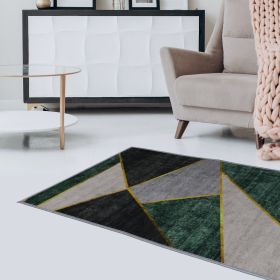 Casual Geometric Cotton Area Rug; Modern Abstract Geometric Shapes Accent Outdoor Rug 4ft x 5.3ft for Patio Bedrooms; Dining Rooms; Living Rooms Light