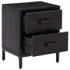 Bedside Cabinet Black 14.2"x11.8"x17.7" Solid Wood Pine