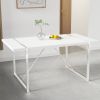Dining Table.Rustic Industrial Rectangular MDF Wood White Dining Table For 4-6 Person, With 1.6" Thick Engineered Wood Tabletop and plating Metal Legs
