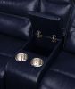 Aashi Loveseat w/Console (Motion); Navy Leather-Gel Match