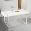 Dining Table.Rustic Industrial Rectangular MDF Wood White Dining Table For 4-6 Person, With 1.6" Thick Engineered Wood Tabletop and plating Metal Legs