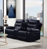 Aashi Loveseat w/Console (Motion); Navy Leather-Gel Match