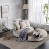 360Â¬âˆž Swivel Accent Barrel Chair with Storage Ottoman & 4 Pillows; Modern Linen Leisure Chair Round Accent for Living Room; Creamy White