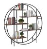 Round 5-Tier Metal Plant Stand bookcase storage rack, Indoor Living Room Terrace Garden Balcony Display Stand(Rustic Brown, 67''w x 67''d x 11.8''h)