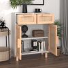 Sideboard White 23.6"x11.8"x29.5" Solid Wood Pine and Natural Rattan