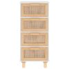 Sideboard White 15.7"x11.8"x35.4" Solid Wood Pine and Natural Rattan