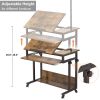 Desk with Floor Lamp; Wheels; Keyboard Tray