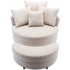360Â¬âˆž Swivel Accent Barrel Chair with Storage Ottoman & 4 Pillows; Modern Linen Leisure Chair Round Accent for Living Room; Creamy White