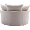 360Â¬âˆž Swivel Accent Barrel Chair with Storage Ottoman & 4 Pillows; Modern Linen Leisure Chair Round Accent for Living Room; Creamy White