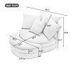 360Â¬âˆž Swivel Accent Barrel Chair with Storage Ottoman & 4 Pillows; Modern Linen Leisure Chair Round Accent for Living Room; Creamy White