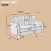 57.5" Modern Living Room Loveseat Linen Upholstered Couch Furniture for Home or Office ; Light Grey-Blue; (2-Seat; Old Sku:WF288518AAC)