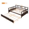 Full Size Daybed Wood Bed with Twin Size Trundle; Espresso