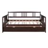 Full Size Daybed Wood Bed with Twin Size Trundle; Espresso