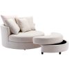360Â¬âˆž Swivel Accent Barrel Chair with Storage Ottoman & 4 Pillows; Modern Linen Leisure Chair Round Accent for Living Room; Creamy White