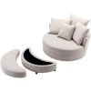 360Â¬âˆž Swivel Accent Barrel Chair with Storage Ottoman & 4 Pillows; Modern Linen Leisure Chair Round Accent for Living Room; Creamy White