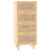 Sideboard Brown 15.7"x11.8"x35.4" Solid Wood Pine and Natural Rattan