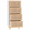 Sideboard White 15.7"x11.8"x35.4" Solid Wood Pine and Natural Rattan