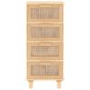 Sideboard Brown 15.7"x11.8"x35.4" Solid Wood Pine and Natural Rattan