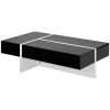 ON-TREND Contemporary Rectangle Design Living Room Furniture; Modern High Gloss Surface Cocktail Table; Center Table for Sofa or Upholstered Chairs; 4