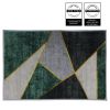 Casual Geometric Cotton Area Rug; Modern Abstract Geometric Shapes Accent Outdoor Rug 4ft x 5.3ft for Patio Bedrooms; Dining Rooms; Living Rooms Light