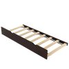 Twin Bed Frame Wood Twin Platform Bed with Pull Out Trundle; Espresso (Expect Arrival Date 3.14)