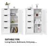 4 Drawers & Cupboard Bathroom Storage Organizer Cabinet White