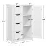 4 Drawers & Cupboard Bathroom Storage Organizer Cabinet White