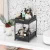 Double Sink Shelf, Storage Space,Farmhouse Counter, Suitable For Kitchen Under-Cabinet Storage, Suitable For Bathroom Sliding Basket Storage Bag, Blac