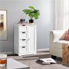 4 Drawers & Cupboard Bathroom Storage Organizer Cabinet White