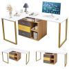 87 Inch 2 Person Adjustable L-Shaped Computer Desk