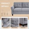 57.5" Modern Living Room Loveseat Linen Upholstered Couch Furniture for Home or Office ; Light Grey-Blue; (2-Seat; Old Sku:WF288518AAC)