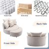 360Â¬âˆž Swivel Accent Barrel Chair with Storage Ottoman & 4 Pillows; Modern Linen Leisure Chair Round Accent for Living Room; Creamy White