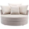 360Â¬âˆž Swivel Accent Barrel Chair with Storage Ottoman & 4 Pillows; Modern Linen Leisure Chair Round Accent for Living Room; Creamy White