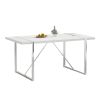 Dining Table.Rustic Industrial Rectangular MDF Wood White Dining Table For 4-6 Person, With 1.6" Thick Engineered Wood Tabletop and plating Metal Legs