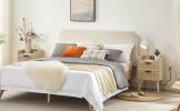 Rattan nightstand with socket side table natural handmade rattan(2PC; Natural ; 15.55''W*13.78''D*23.82''H)