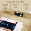 Rattan nightstand with socket side table natural handmade rattan(2PC; Natural ; 15.55''W*13.78''D*23.82''H)