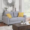 57.5" Modern Living Room Loveseat Linen Upholstered Couch Furniture for Home or Office ; Light Grey-Blue; (2-Seat; Old Sku:WF288518AAC)