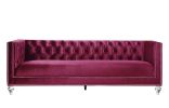 Heibero Sofa w/2 Pillows; Burgundy Velvet LV01400