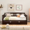 Full Size Daybed Wood Bed with Twin Size Trundle; Espresso