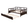 Full Size Daybed Wood Bed with Twin Size Trundle; Espresso