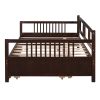 Full Size Daybed Wood Bed with Twin Size Trundle; Espresso