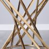 Set of 1 Round Glass Top Side Table for Living Room- Black Grey Tempered Glass & Gold Stainless Steel Frame; 19.5" Modern Spiral Center Table Small Co
