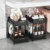 Double Sink Shelf, Storage Space,Farmhouse Counter, Suitable For Kitchen Under-Cabinet Storage, Suitable For Bathroom Sliding Basket Storage Bag, Blac