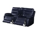 Aashi Loveseat w/Console (Motion); Navy Leather-Gel Match